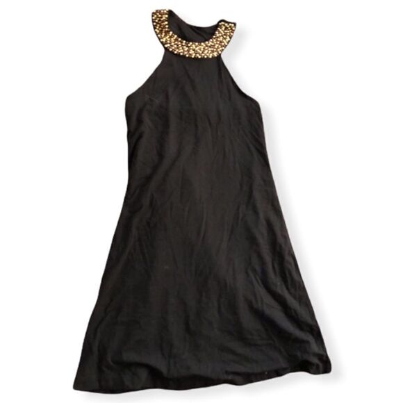 Black Beaded Halter Top Dress - Picture 1 of 2